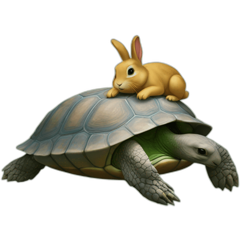 Un lapin sur une tortue emoji