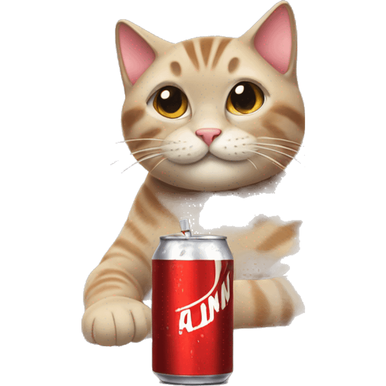 Draw a cat drinking cola in home emoji