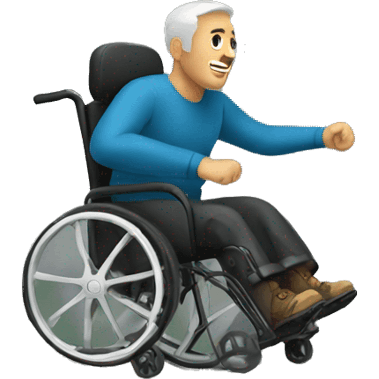 Man in wheelchair rolling down mountain emoji