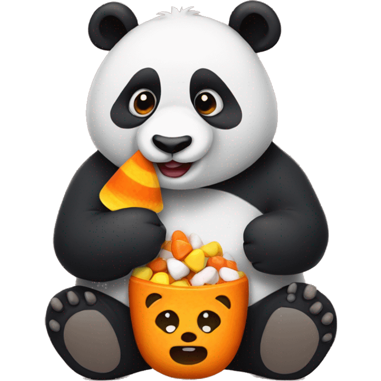 Panda eating a candy corn emoji