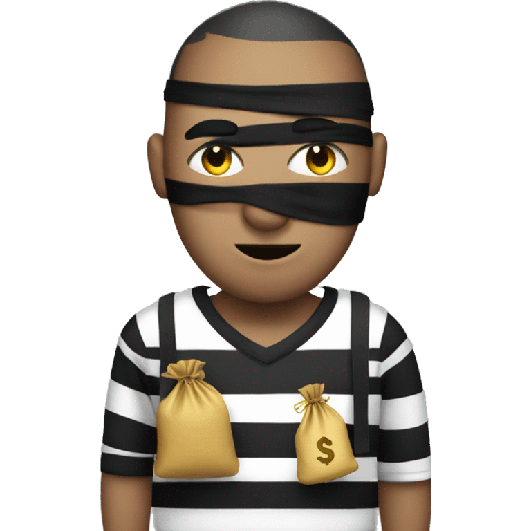 robber with eye mask striped shirt and money bag emoji