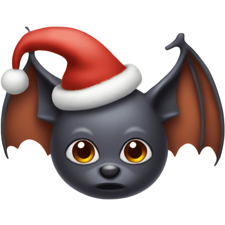 Bat with a Christmas hat emoji