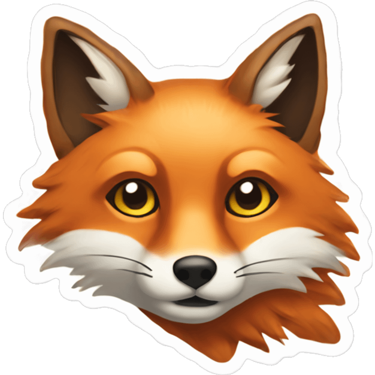 Sticker on a transparent background in the style of a drawing. The size is 512 by 512.The theme is autumn. The sticker colors are brown, orange, yellow, black, white. A fox is depicted, which is curled up. emoji