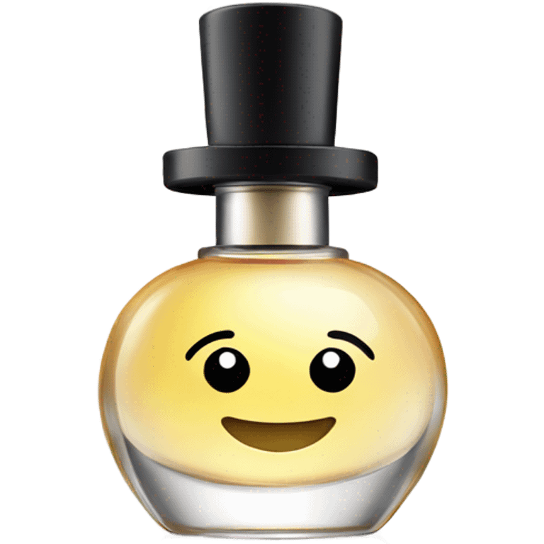 smiling perfume with black cap emoji