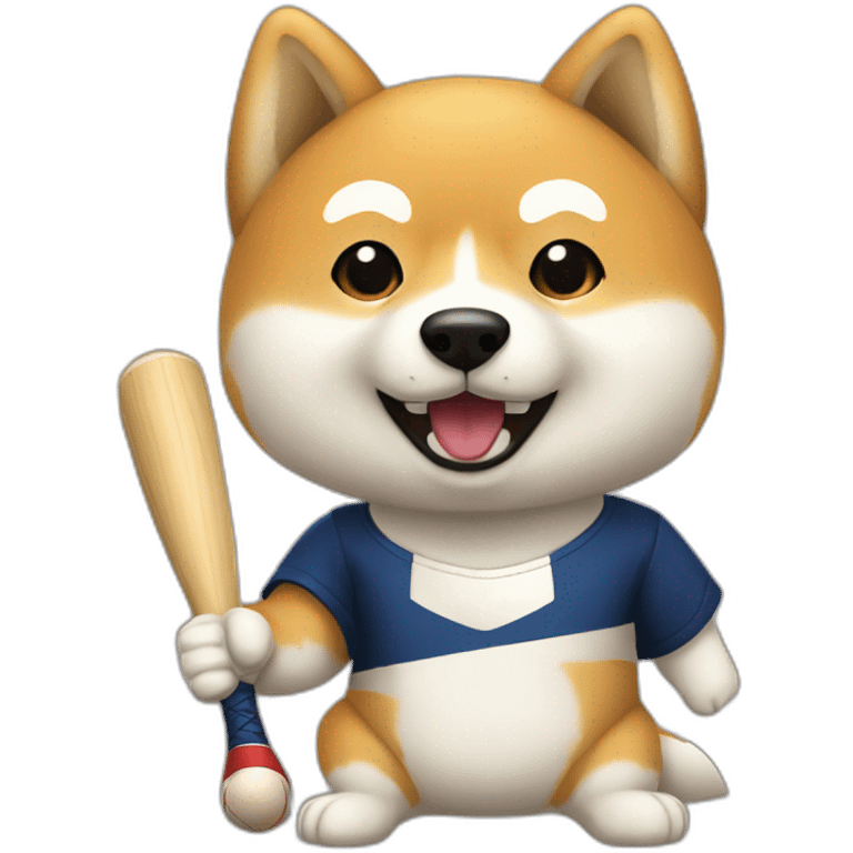 baseball player shiba-with-baseball-bat emoji