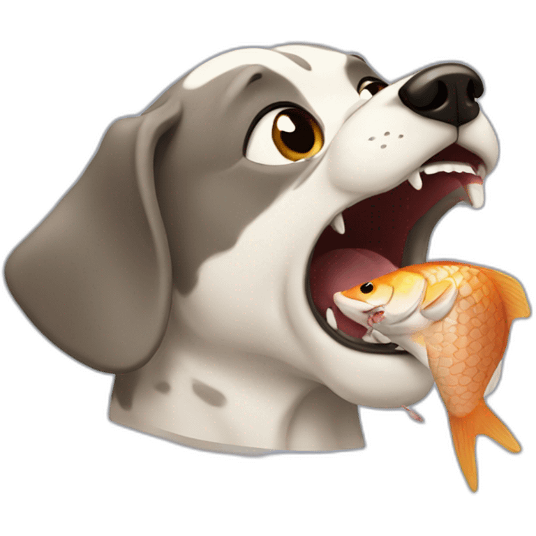 dog eating fish emoji