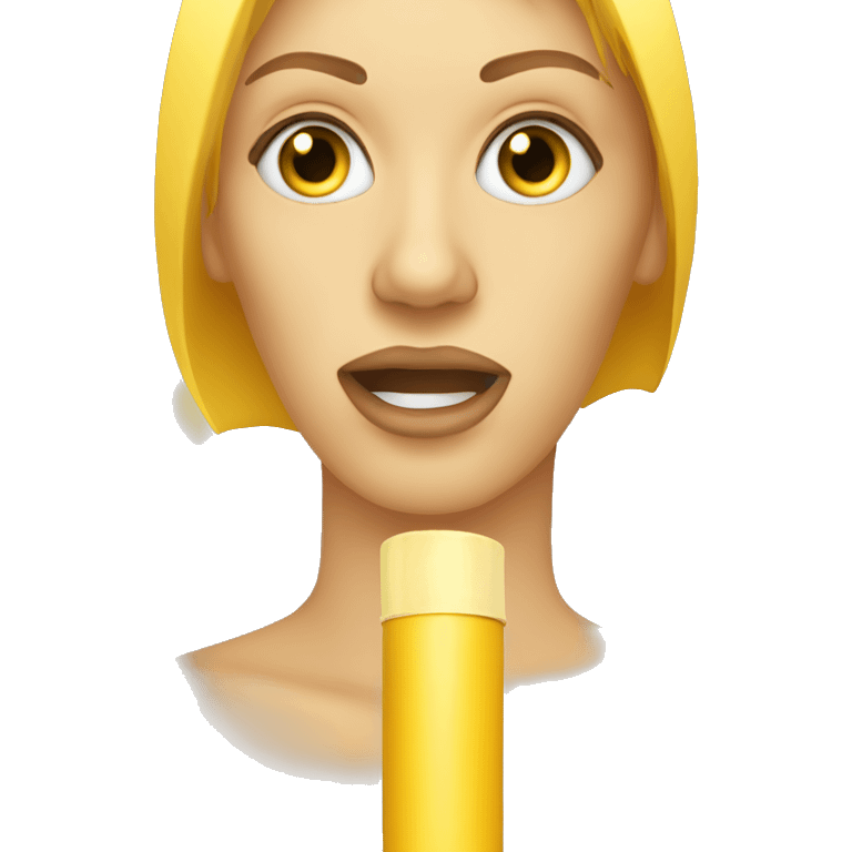 a yellow cylinder shaped female whistle with long hair and eyes with eyelashes blowing steam from her mouth emoji