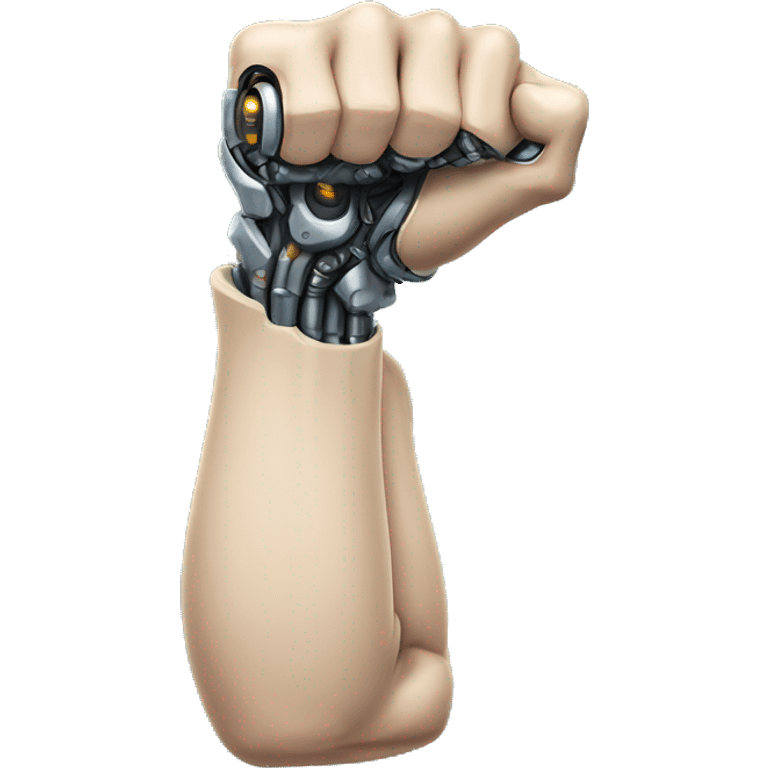 Cyborg arm with shock flexing bicep emoji