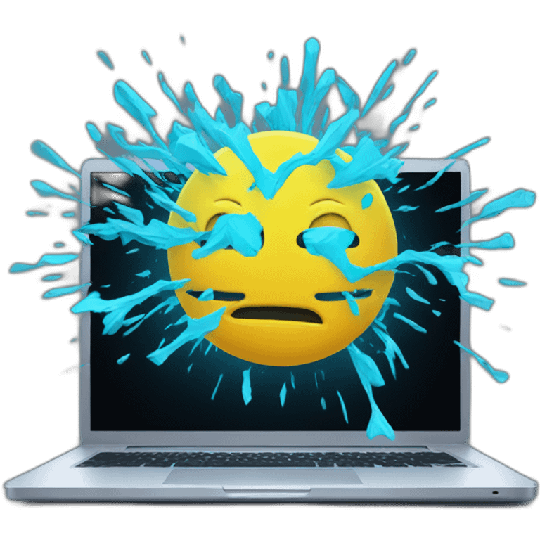 broken blue neon laptop for 404 page emoji