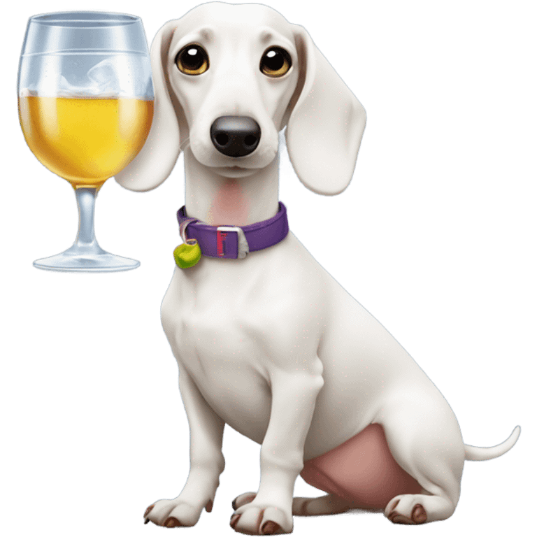 White Dachshund with vodka   emoji