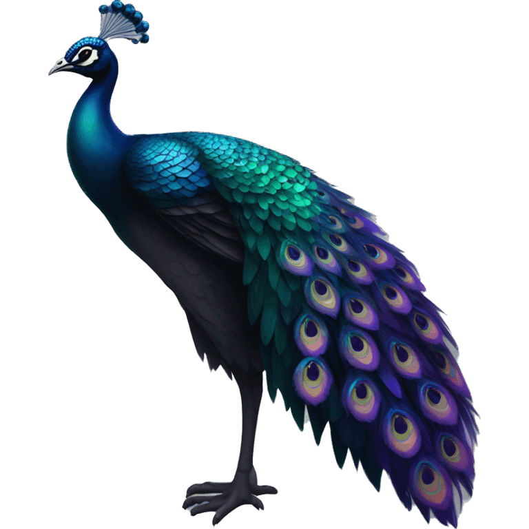 Dark iridescent peacock glowing emoji