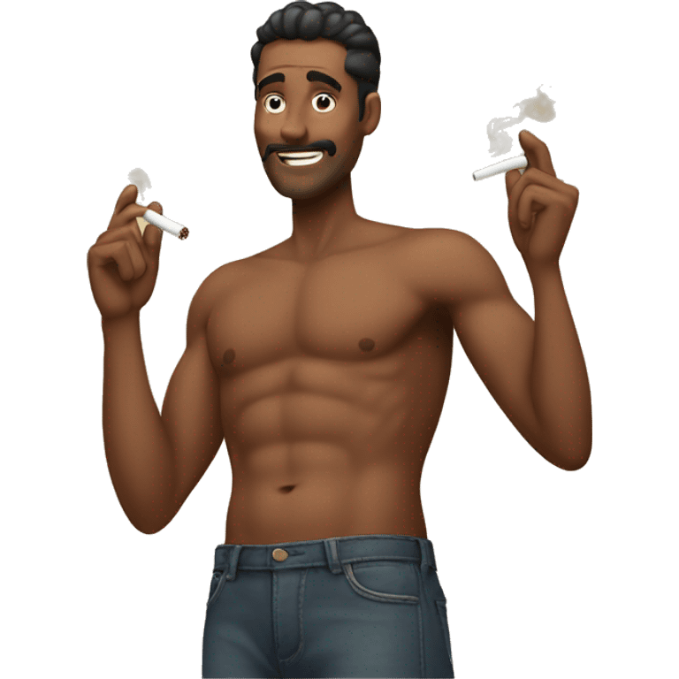 a man with six packs smoking cigs emoji