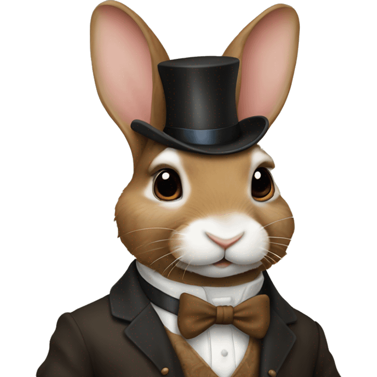 Brown mini Rex bunny as a distinguished gentleman ￼ emoji