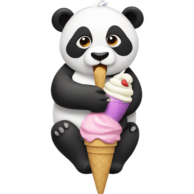 Panda eating ice cream emoji