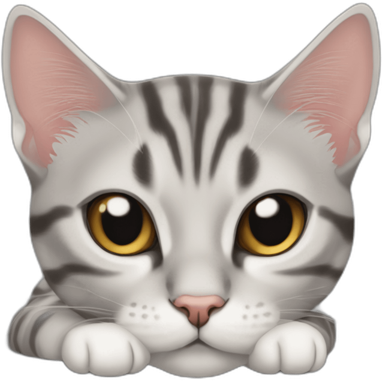 cat-American shorthair cathands-whole body-slee-lie down emoji