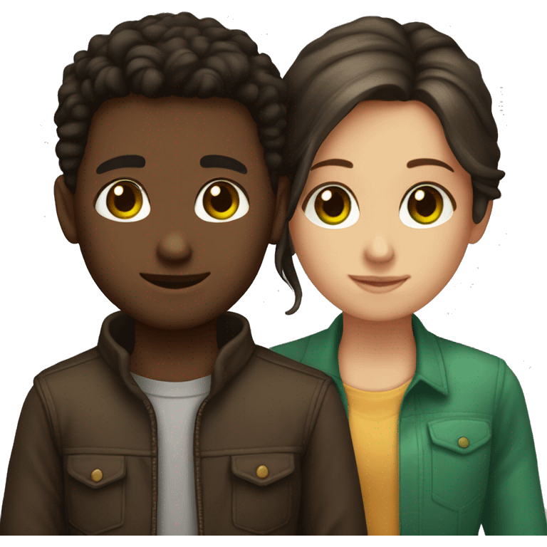 A Couple both with Dark Brown hair the boy had green eyes and the girl brown eyes  emoji