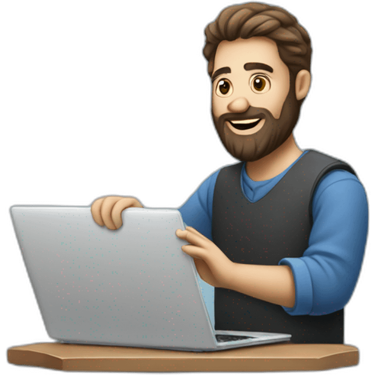 Bearded man handing over a laptop  emoji