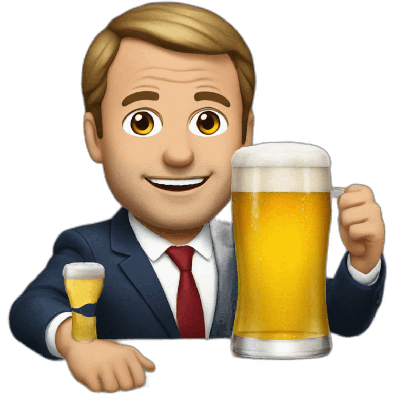 Macron avec une bière emoji