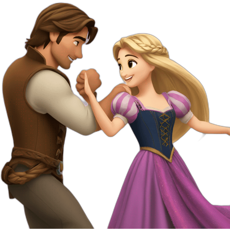 Rapunzel and Flynn Rider dancing emoji