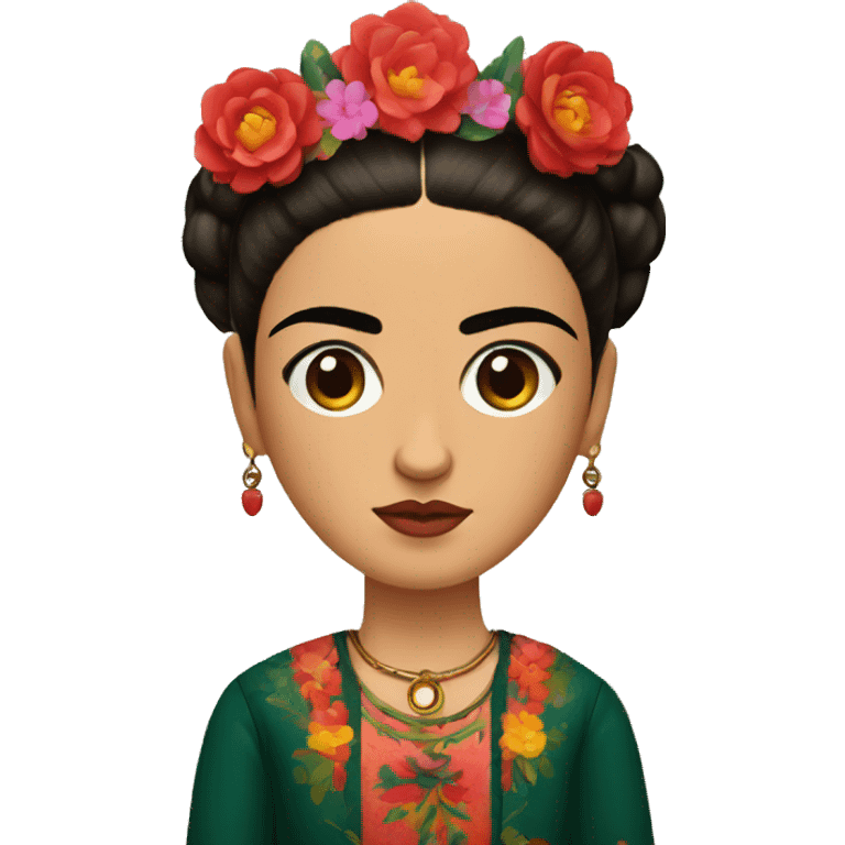 full body frida kahlo unibrow kid with paintbrush emoji