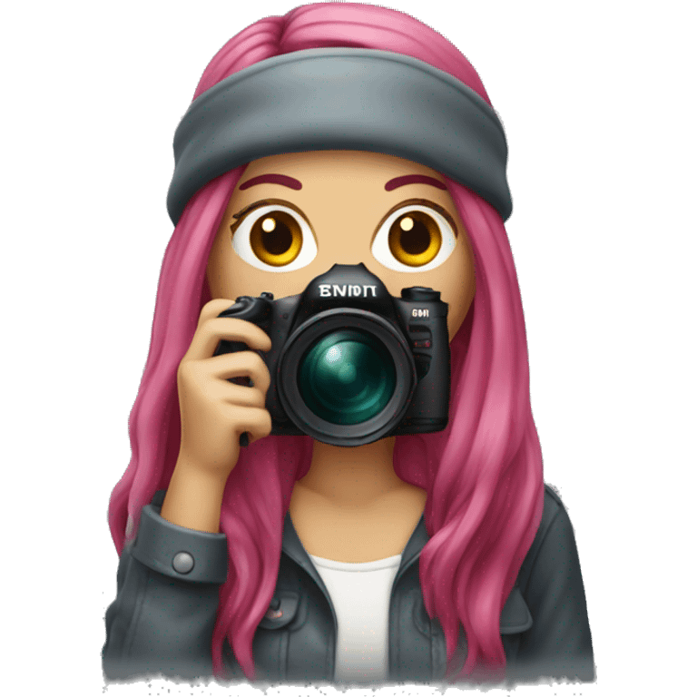 Female photographer with long dark pink hair emoji