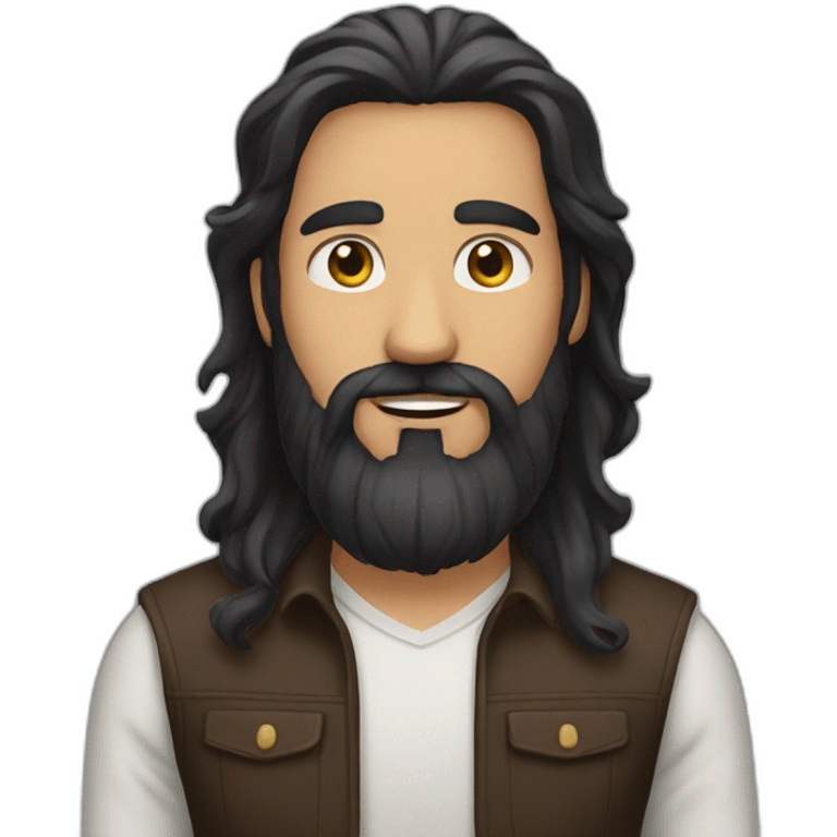 man with dark long hair and beard emoji