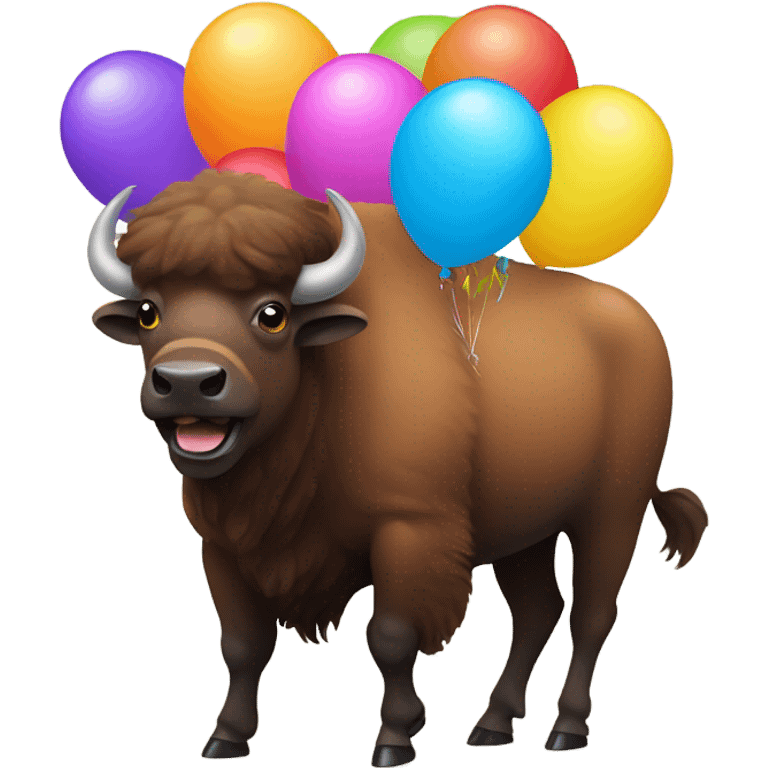 Bison celebrating with balloons emoji