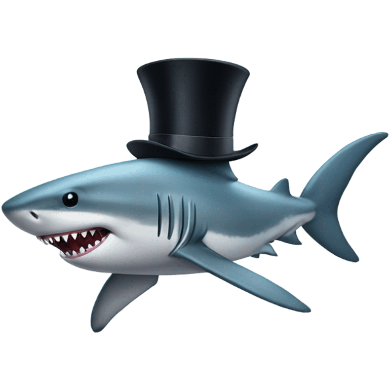 Shark with a top hat emoji