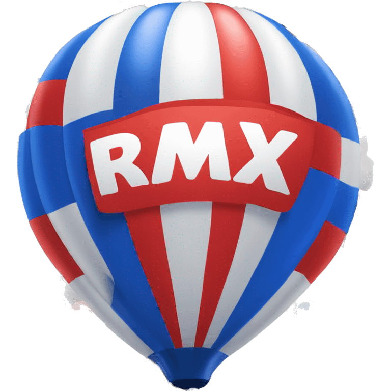 FOR RE/MAX COMPANY balloon with colors red, white and blue. In the middle of it there is the name of company  emoji