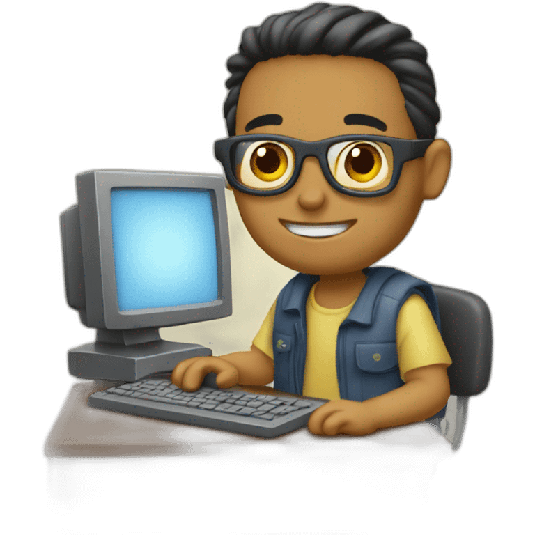 chico usando computadora emoji