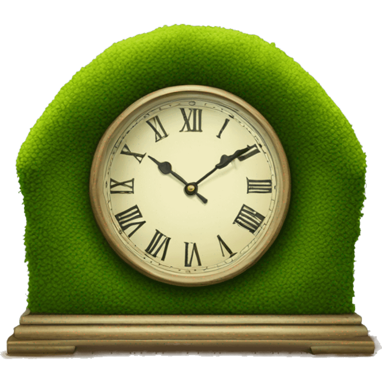 decorative clock with moss emoji