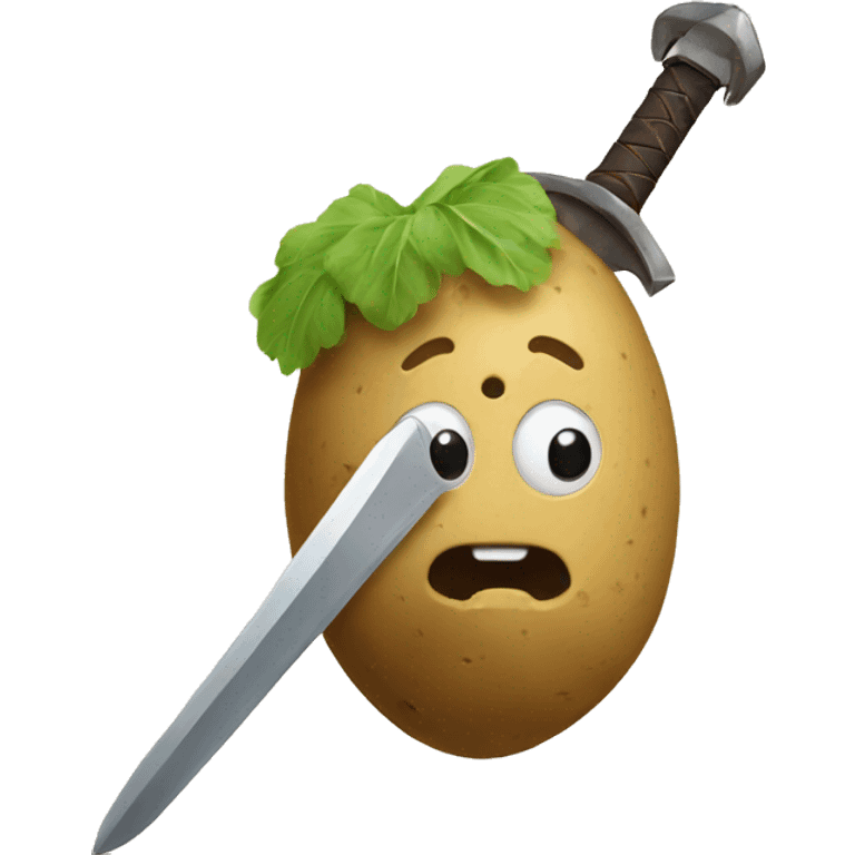 a potato holding a sword emoji