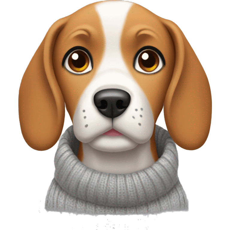 Beagle wearing sweater and beanie emoji