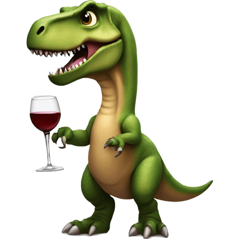 T-Rex holding wine glass emoji