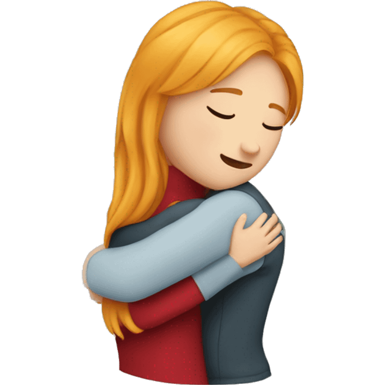 one blond and one red hair girl hugging emoji