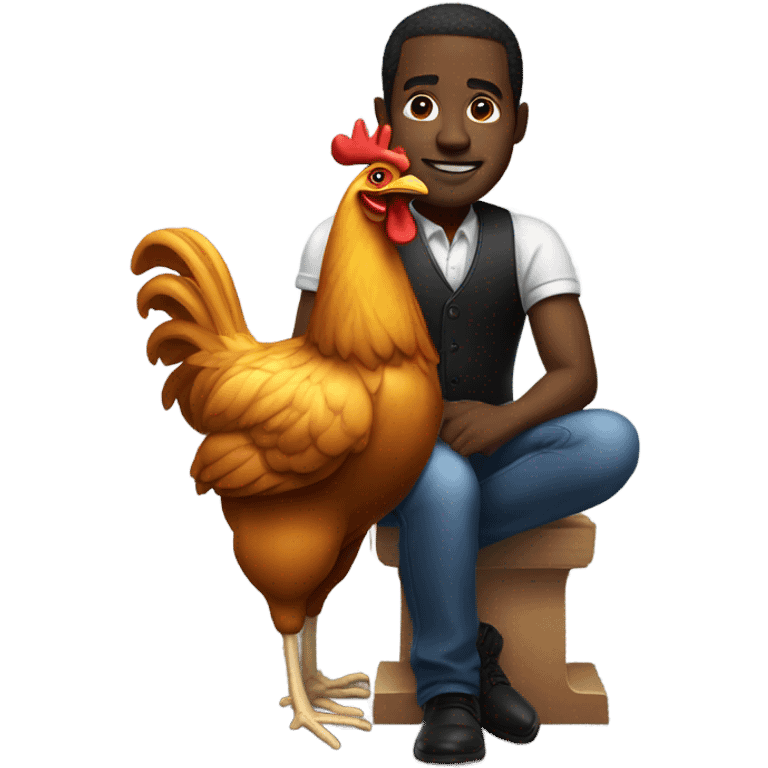 Black man riding a chicken emoji