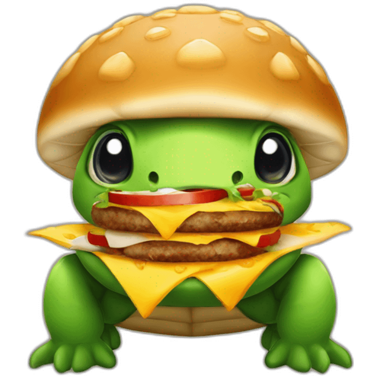 tortue avec hamburger sur la tête emoji