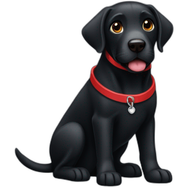 A black dog labrador with a red collar emoji