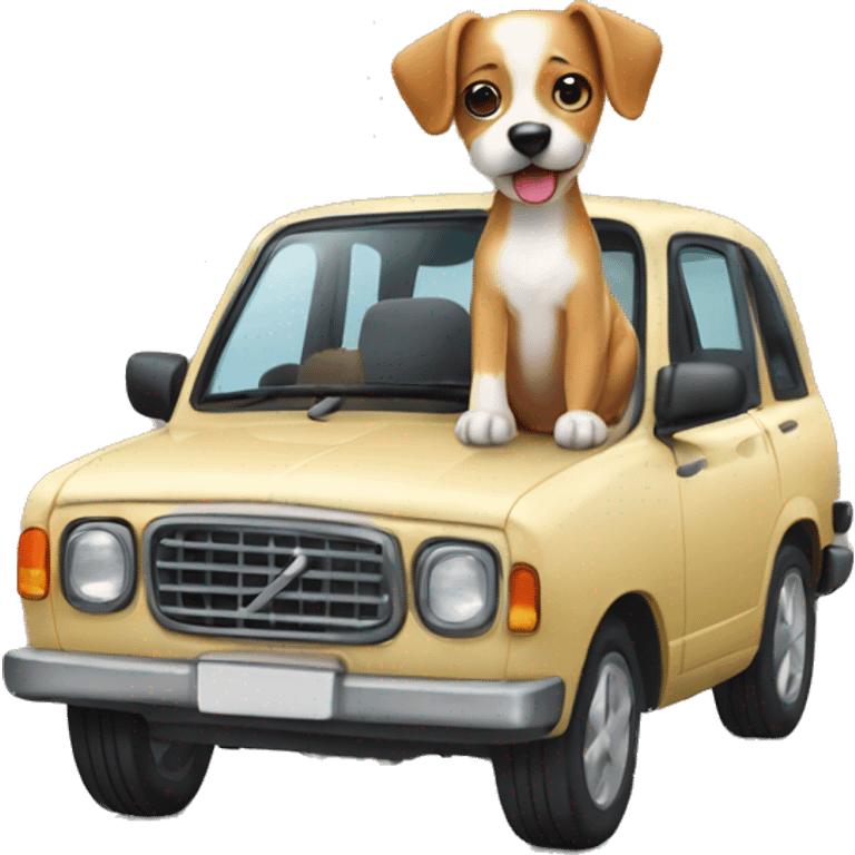 Dog with car emoji