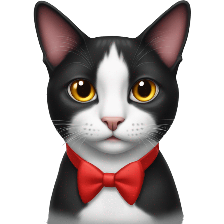 Tuxedo cat with a red collar emoji