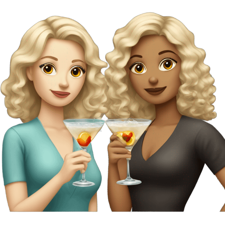  one blonde and one curly brown haired girl drinking martinis emoji