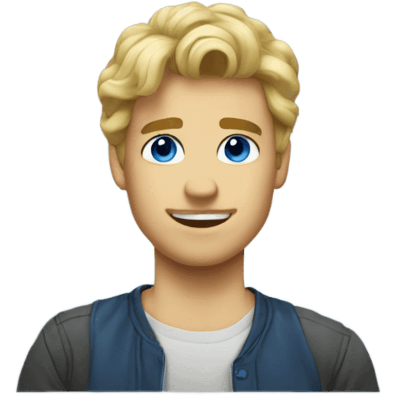 Blonde guy wavy hair blue eyes emoji