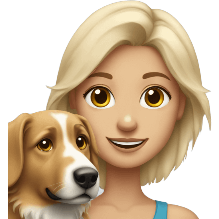 blonde girl with Australian Sheppard  emoji