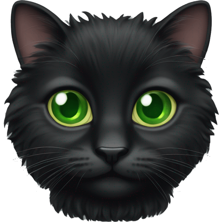 Fluffy black cat green eyes  emoji