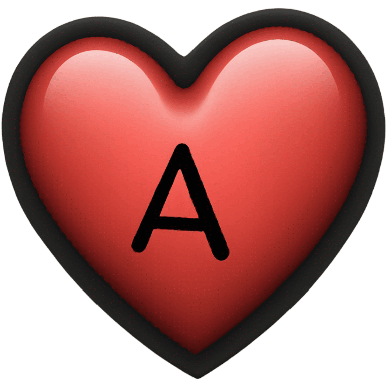 Red heart with black  “A” initials in the middle  emoji