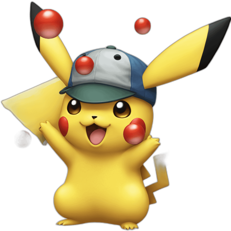 pikachu with a almost disgusting addiction to "poke balls" emoji