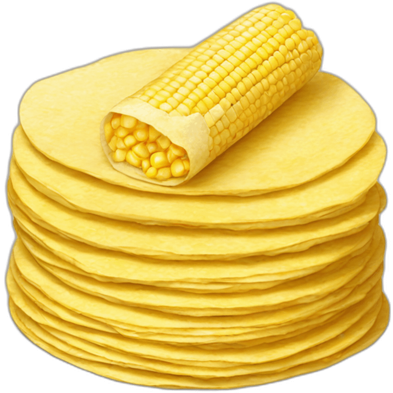 Stack of corn tortillas + corn emoji