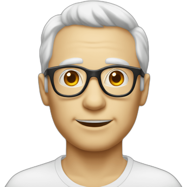 Viel homme blanc chauve avec lunettes rondes sans moustache emoji