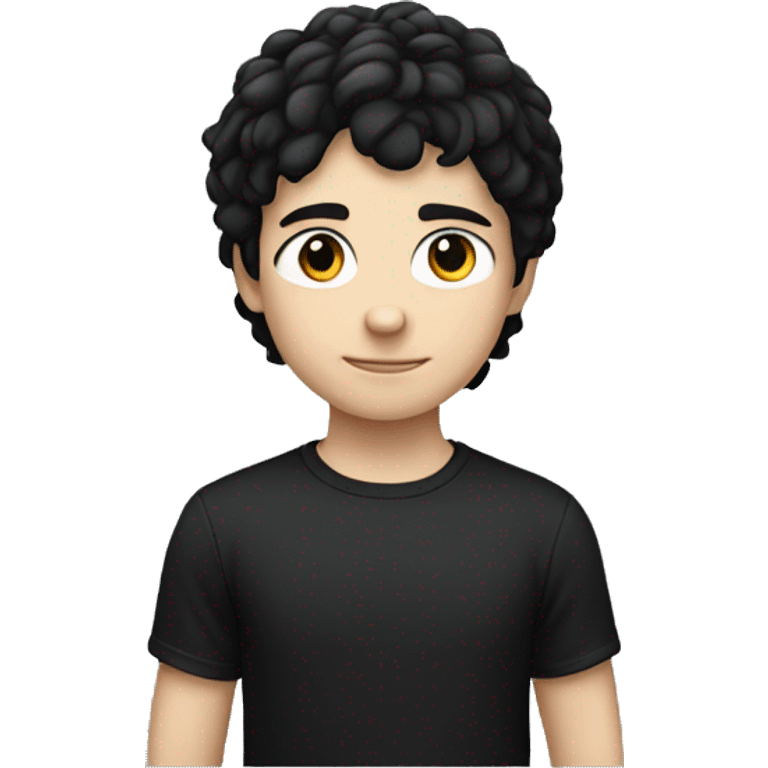 A white-skinned boy with black hair and a black T-shirt emoji