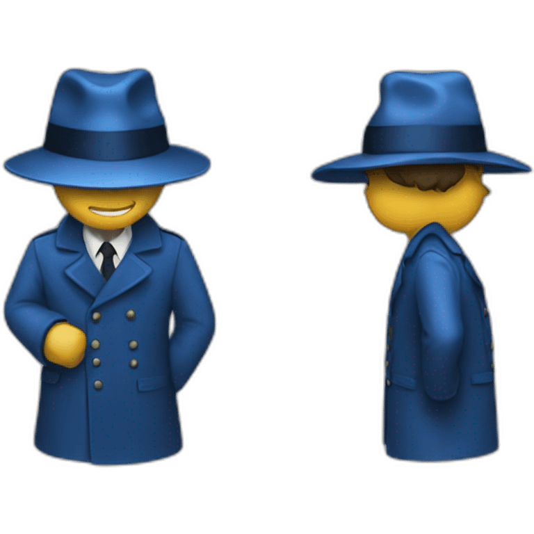 a spy in a blue coat and a blue hat. emoji